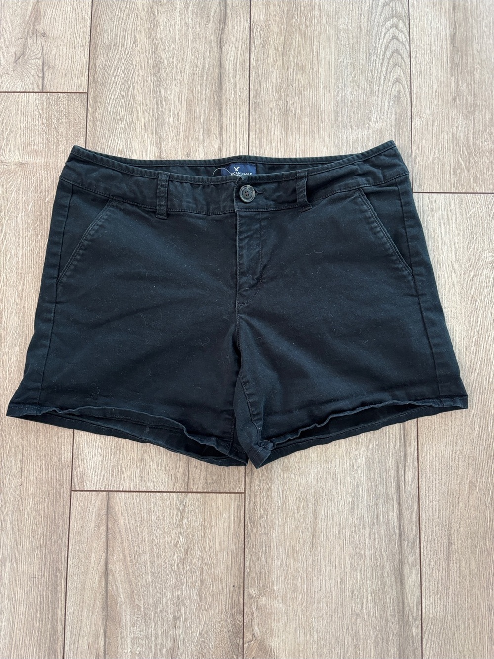 American Eagle Outfitters Black High-Waist Casual Shorts